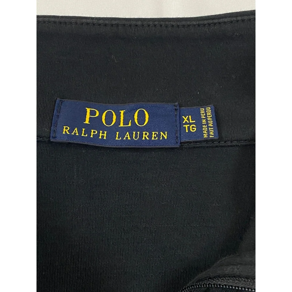 Polo Ralph Lauren Mens XL Black Quarter Zip Pullover Red‎ Pony Cotton Sweater